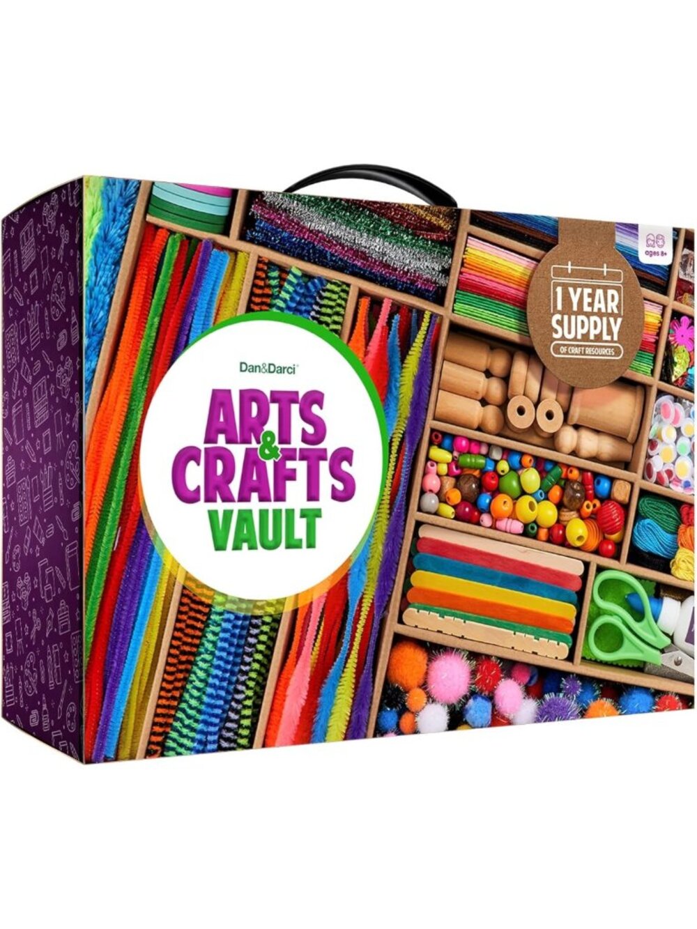 Craft Supplies Kit - Arts & Crafts Vault for Kids Ages 4-12 - Perfect Birthday